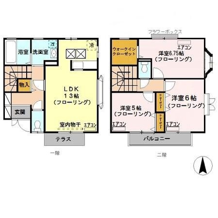 武笠テラスハウス　Ａの物件間取画像